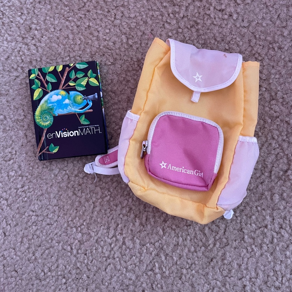 American Girl Doll backpack and notebook